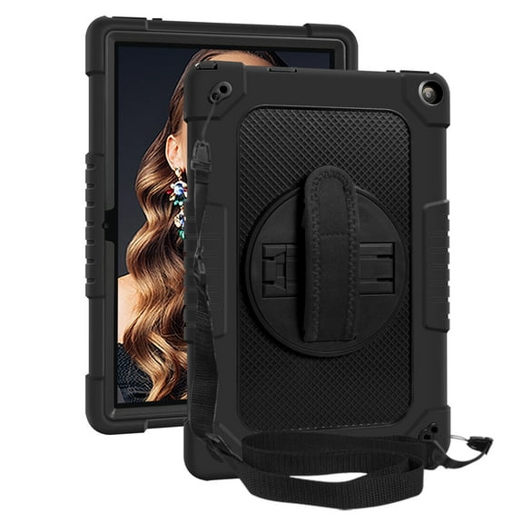 SOATUTO for Walmart Onn 10.1 Tablet Case 2022 Model: 100071485 Shockproof Kids Friendly Lightweight Hand Free Kickstand Protective Case Built in Strap for Onn 10.1 inch Tablet 2022 Gen 3 - Black+Black