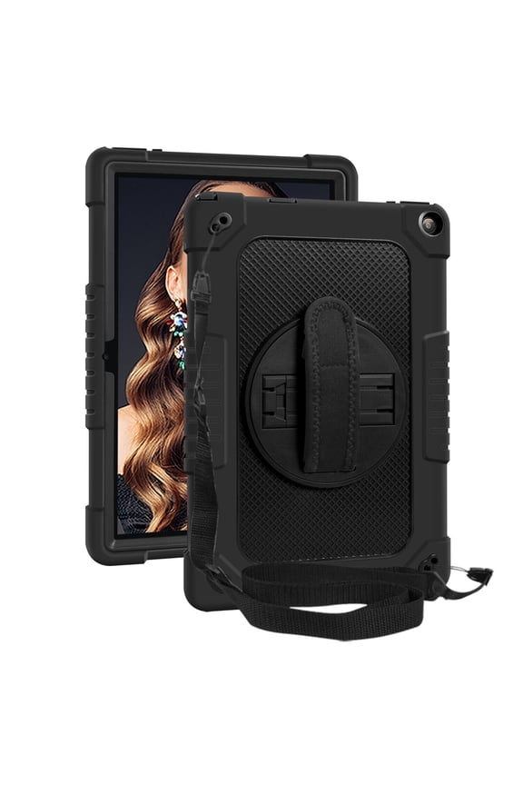 for Walmart Onn 10.1 Tablet Case 2022 Model: 100071485 Shockproof Kids Friendly Lightweight Hand Free Kickstand Protective Case Built in Strap for Onn 10.1 inch Tablet 2022 Gen 3 - Black+Black