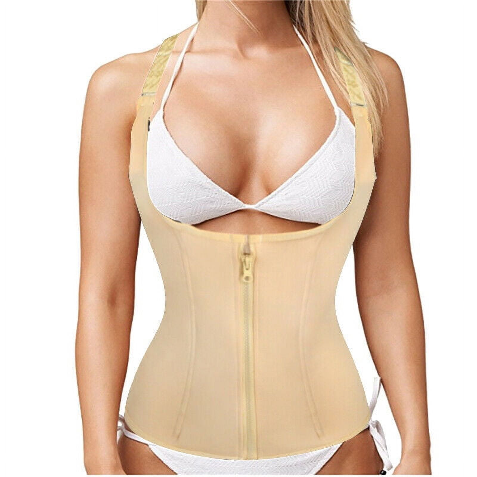 SOATUTO Women's Underbust Corset Waist Trainer Cincher Steel Boned Body  Shaper Vest with Adjustable Straps - Khaki / 2XL