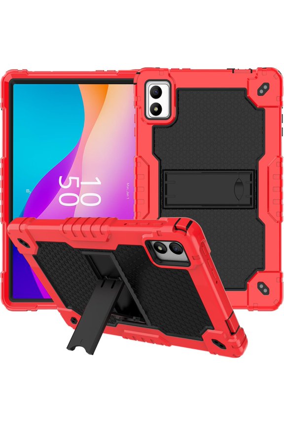 case for ApoloMedia EM101A/TWTNVOF EM101A/Digiland DL1050 10.1 inch Tablet with Shoulder Strap Hard Back Hybrid Shockproof Kids Friendly Case (Red/Black)