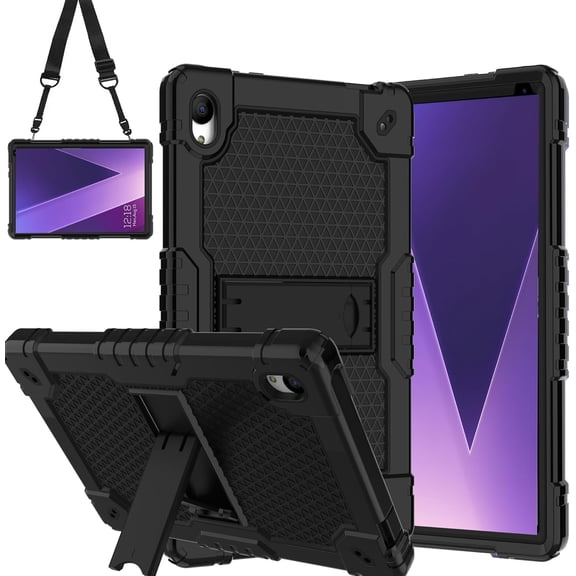 SOATUTO case for FITIFUN/Tedupee/PUTECCH 10.1 inch Tablet with Shoulder Strap Hard Back Hybrid Shockproof Kids Friendly Case (Black)