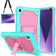 SOATUTO case for FITIFUN/Tedupee/PUTECCH 10.1 inch Tablet with Shoulder Strap Hard Back Hybrid Shockproof Kids Friendly Case Green/Pink