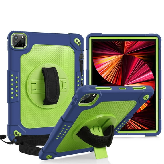 SOATUTO for iPad Air 6 5 4 10.9 2024 2022 2020 iPad Pro 11 Case 2022 with Handle 360° Kickstand Protective Armmor Case for iPad Pro 11 inch, iPad Air 6th 5th 4th Gen 10.9 Navy+Green