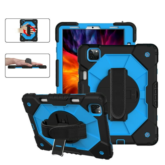SOATUTO for iPad Air 6th 5th Gen Case 2022/2024 iPad Air 4th Generation Case 2020 10.9" iPad Pro 11 inch 3rd 2nd 1st Case Built in Pencil Holder Swivel Stand with Tempered Glass - Black+Blue/2 Pcs