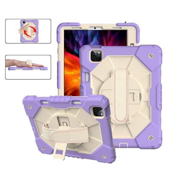 SOATUTO For iPad Air 6th , iPad Air 5th Gen Case 2022/ iPad Air 4th Generation Case 2020 10.9" iPad Pro 11 inch Armor Case 3rd 2021 2nd 2020 1st 2018 Built in Pencil Holder - - Purple+White