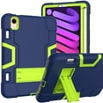 thumbnail image 1 of SOATUTO for iPad Mini 7 (A17 Pro) 2024/ Mini 6 8.3'' Shockproof Kids Friendly Sturdy Armmor Shell Case Built-in Kickstand Pencil Holder for iPad Mini 7th/6th Generation 8.3"- Navy+Green, 1 of 6