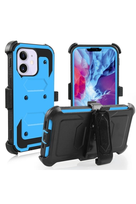 for iPhone 13 6.1 inch Phone Case Hybrid Protective Case Built-in Screen Protector Kicksand Belt Clip Heavy Duty Dustproof Shockproof Anti-Scratch Armor For Apple iPhone 13 6.1" 2021 - Blue