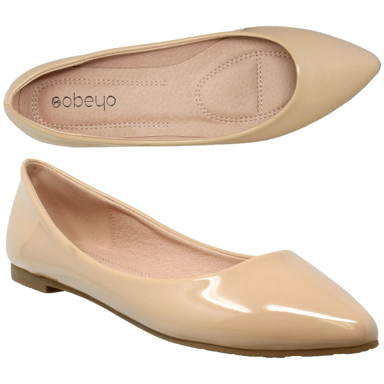 Nude patent leather ballet flats hotsell