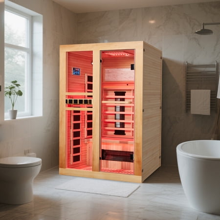 SOBREMESA 2 Person Indoor Infrared Sauna, Indoor Dry Sauna, Canadian Hemlock