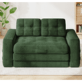 thumbnail image 1 of SOBREMESA 56" Boneless Sofa Bed Convertible, Corduroy Loveseat Sleeper with 2 Pillows, Pull Out Futon Couch for Studio Apartment & Dorm, No Assembly Required, Green, 1 of 9