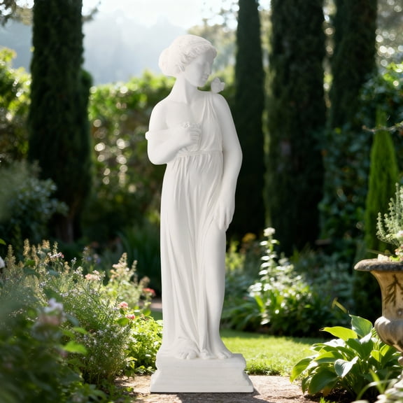 SOBREMESA Outdoor Garden Statue, 31.5-Inch Greek Nymph Sculpture in Roman Style, Elegant Goddess Figurine for Patio, Yard, Lawn & Porch Decor Ivory