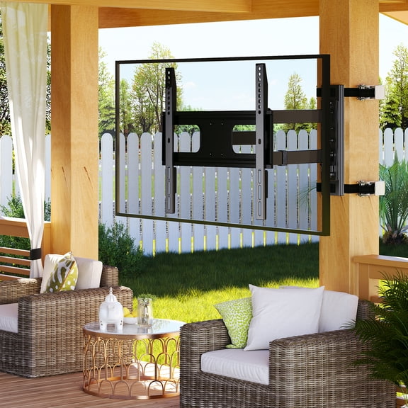 SOBREMESA Outdoor Gazebo TV Mount No Drill for Post, Full Motion Pergola TV Mount, Adjustable Weatherproof TV Bracket, Fits 26-70 Inch TVs, Holds 77 lbs