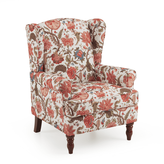 SOBREMESA Vintage Accent Chair, High Back Upholstered Armchair with Solid Legs, Leisure Single Sofa Chair for Living Room, Bedroom, Home Office