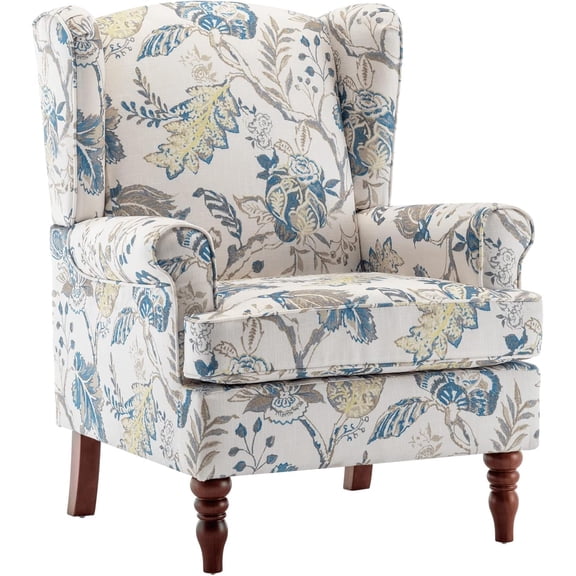 SOBREMESA Vintage Accent Chair, High Back Upholstered Armchair with Solid Legs, Leisure Single Sofa Chair for Living Room, Bedroom, Home Office