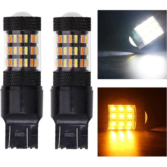 SOCAL-LED LIGHTING 7443 7444 Front Turn Signal LED Bulb Dual Function White Yellow Switchback Super Bright 4014 SMD, Pack of 2