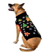 SOCAL LOOK Dog Christmas Sweater Acrylic Ugly Xmas Jumper with Leash Hole, Turtleneck Pet Outfit XXS