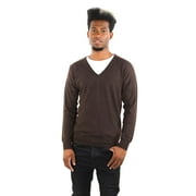 SOCAL LOOK Men's V-Neck 100% Pure Cashmere Pullover Sweater Brown Medium