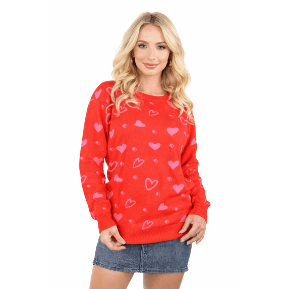 SOCAL LOOK Women Valentine Heart Sweater - Cute Casual Acrylic Pullover, Perfect for Valentine's Day