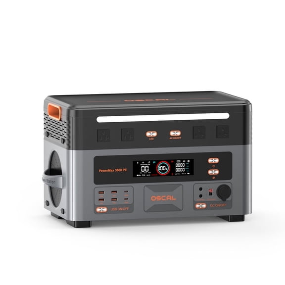 OSCAL PowerMax 3600 PE Portable Power Station, 2016Wh LiFePO4, 3600W Output, 8ms EPS, 15-Year Lifespan for Home Backup, Camping, RV, Emergency