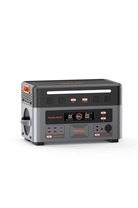 OSCAL PowerMax 3600 PE Portable Power Station, 2016Wh LiFePO4, 3600W Output, 8ms EPS, 15-Year Lifespan for Home Backup, Camping, RV, Emergency