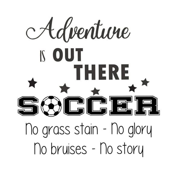 SOCCER - Adhesive Vinyl Inspirational Soccer Quotes Lettering Art Decoration Soccer Ball Stars Design Easy To Apply Home Kids Bedroom Wall Decal Sticker 10" x 10"