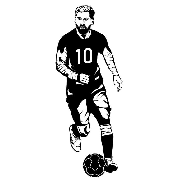 SOCCER - Removable Home Living Room Art Silhouette Decoration Football Superstar Design Vinyl Wall Decal - Adhesive Kids Teens Bedroom Famous Soccer Player Wall Sticker 8" x 20"