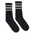thumbnail image 1 of SOCCO USA-Made Striped Crew Socks SC100 Black/ Grey L/XL, 1 of 3