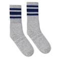 thumbnail image 1 of SOCCO USA-Made Striped Crew Socks SC100 Grey/ Navy S/M, 1 of 3