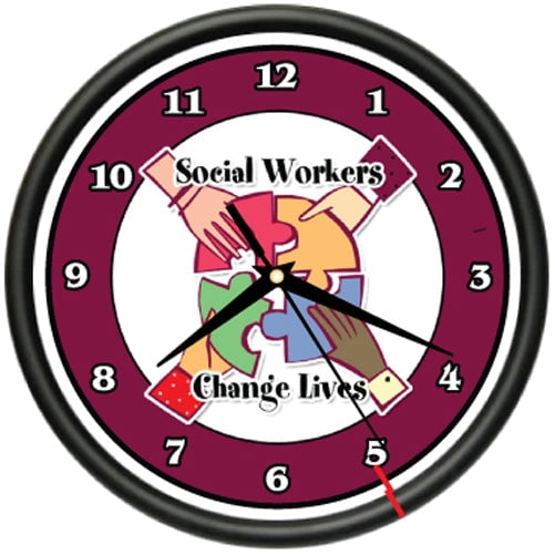 SOCIAL WORKER Wall Clock employee worker children family help gift