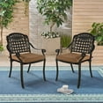 thumbnail image 1 of SOCIALCOMFY 2 Piece Outdoor Bistro Dining Cushioned Chairs, Cast Aluminum Dining Chair Set, Patio Bistro Chairs with Khaki Cushins for Balcony, Backyard, Garden, Antique Bronze, 1 of 7