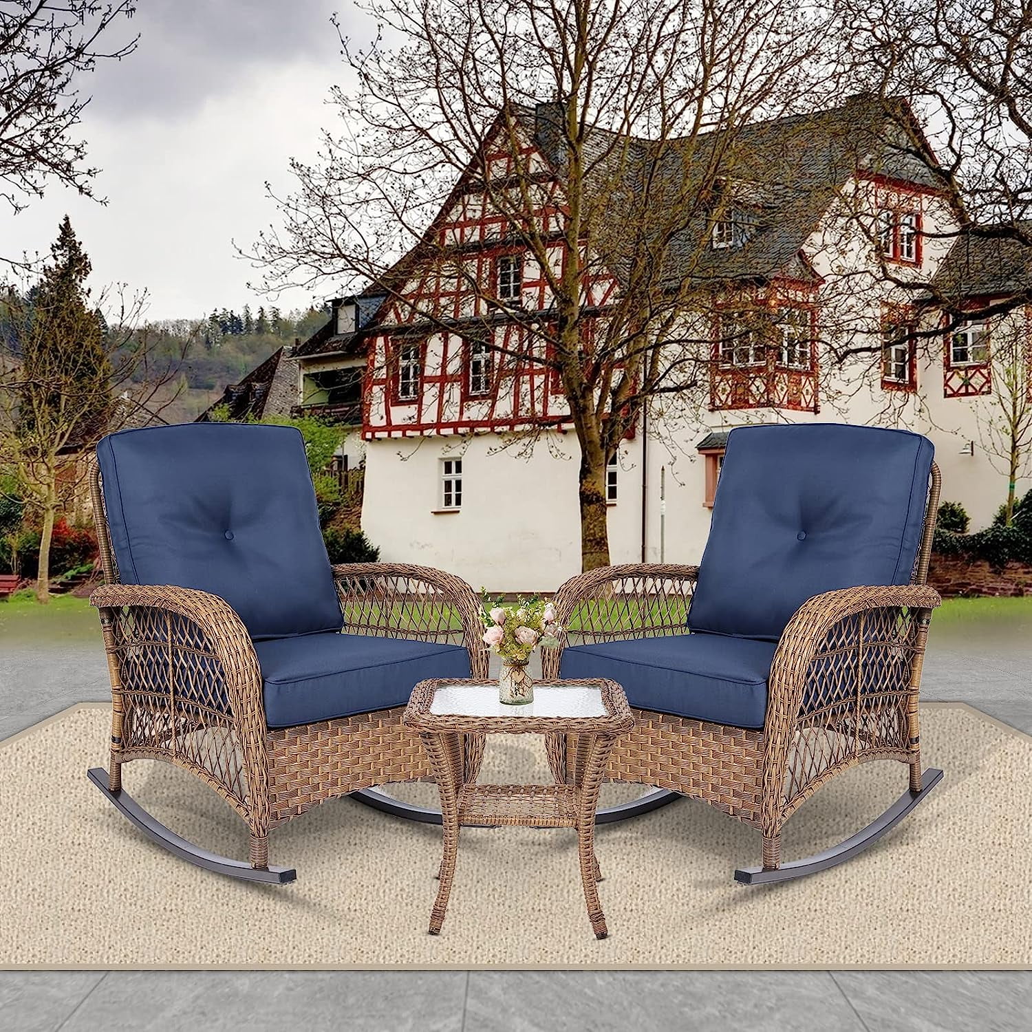 Outdoor Rattan Rocking Chair Set at David Rogge blog