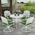 thumbnail image 1 of SOCIALCOMFY 5-Piece Outdoor Patio Dining Set, All-Weather Cast Aluminum Patio Table Set, Include 4 Swivel Chairs and a 35.4 inch Round Table w/Umbrella Hole for Balcony Garden Backyard, White, 1 of 7