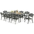 thumbnail image 1 of SOCIALCOMFY 9-Piece Patio Cast Aluminum Dining Set, Outdoor Table and Chairs Set for 8, Includes 94.5" Rectangular Dining Table and 8 Chairs with Umbrella Hole, Patio Furniture Set for Deck Garden, 1 of 7