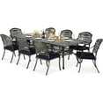 thumbnail image 1 of SOCIALCOMFY 9-Piece Patio Cast Aluminum Dining Set, Outdoor Table and Chairs Set for 8, Includes 94.5" Rectangular Dining Table and 8 Cushioned Chairs with Umbrella Hole for Lawn Garden, Navy Blue, 1 of 7