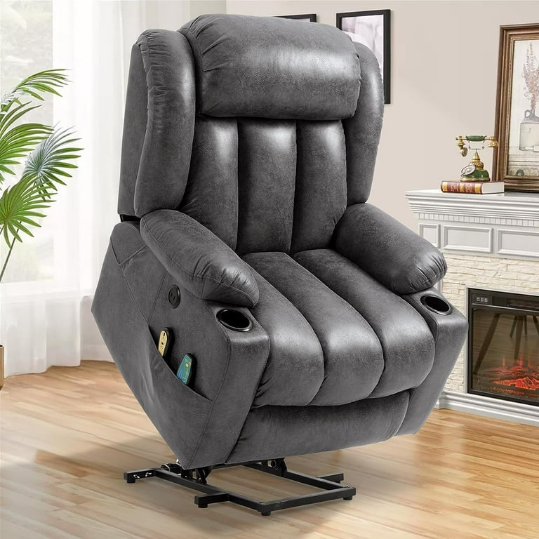 SOCIALCOMFY Large Electric Power Lift Recliner Chair with Extended Footrest for Elderly Big Man Overstuffed Wide Massage Lounge Chairs with Heat 2