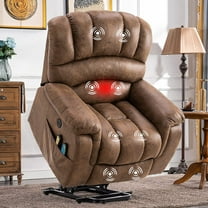 SOCIALCOMFY Large Power Electric Lift Recliner Chair for Elderly Big People, Heated Massage Motorized Reclining Sofa, Wide Recliners with 2 Remote Controls, Side Pockets & USB Ports, Brown