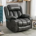 thumbnail image 1 of SOCIALCOMFY Manual Swivel Glider Rocker Recliner Chair with Heated Massage, 360° Swivel Overstuffed Lounge Chair with 2 Cup Holders, Side Pockets & USB Ports for Living Room, Gray, 1 of 7