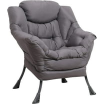 SOCIALCOMFY Modern Velvet fabric Solid Print Side Pocket Armchair, Gray