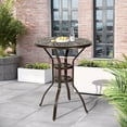 thumbnail image 1 of SOCIALCOMFY Outdoor Cast Aluminum Bar Table, 31" Patio Bar Height Table with 2" Umbrella Hole, All Weather High Top Bistro Round Dining Table for Outside Deck Porch Balcony Poolside, Dark Bronze, 1 of 7