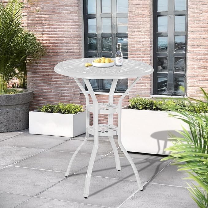 counter height patio table with umbrella hole Patiomore Bar Table, Outdoor Bar Bistro Hole, Metal Frame and Slat Design (Black) : Patio, Lawn & Garden weather HDPE (poly lumber) with a durable matte finish MFSTUDIO 7-Piece Cast Aluminium Bar