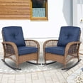 thumbnail image 1 of Socialcomfy Rattan Outdoor UV-Resistant Rocking Chair, Navy Blue (Set of 2), 1 of 7