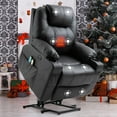 thumbnail image 1 of SOCIALCOMFY Power Lift Recliner Chair for Elderly, Heavy Duty Lift Chair with Heat and Massage, Faux Leather Recliner Chair with 2 Remote Controls, Cup Holders, Side Pockets & USB Ports (Black), 1 of 7