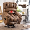 thumbnail image 1 of SOCIALCOMFY Stainless Steel Office Power Remotes 1 x Dual Motor Large Power Lift Recliner Chair, Brown, 1 of 7