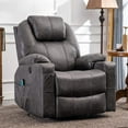 thumbnail image 1 of SOCIALCOMFY Swivel Glider Rocker Recliner Chair with Heated Massage Ergonomic Lounge 360 Degree Manual Swivel Sofa Seat with 2 Cup Holders, Side Pockets & USB Ports for Living Room (Gray), 1 of 7