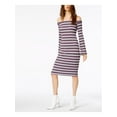 thumbnail image 1 of SOCIALITE $59 Womens Light Blue White Striped Off Shoulder Long Sleeve Dress XL, 1 of 3