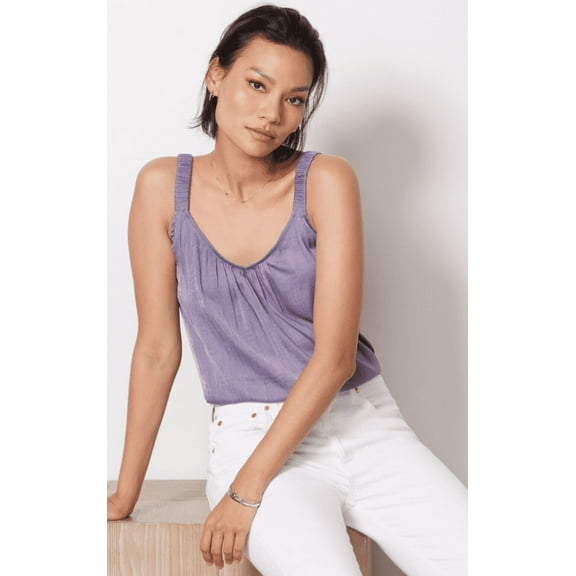 SOCIALITE Women's Purple Elise Hammered Satin Tank, L