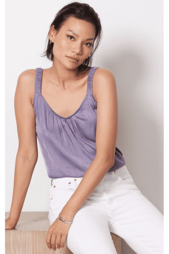 Women's Purple Elise Hammered Satin Tank, XS