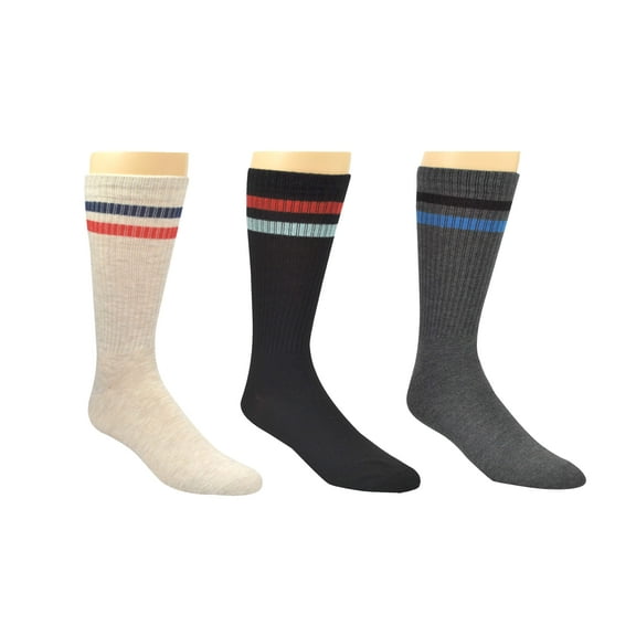 SOCK HOUSE CO. Mens Basic Stripe 3 Pair Pack Crew Socks