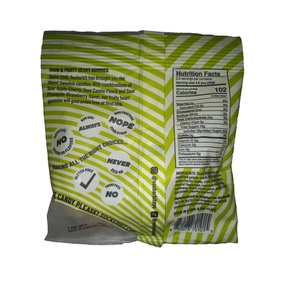 SOCKERBIT Swedish Candy Sour Gummy Mix Fruity Hearts Gourmet Candy 2.82oz