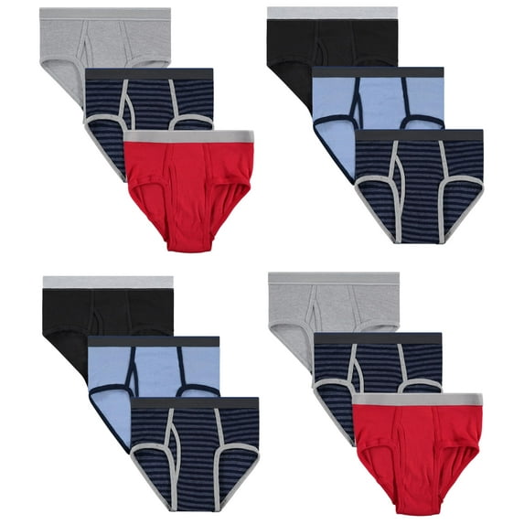 SOCKS'NBULK 12 Pack Boys Cotton Underwear Briefs, Assorted Colors Underpants for Children, Bulk Brief Packs